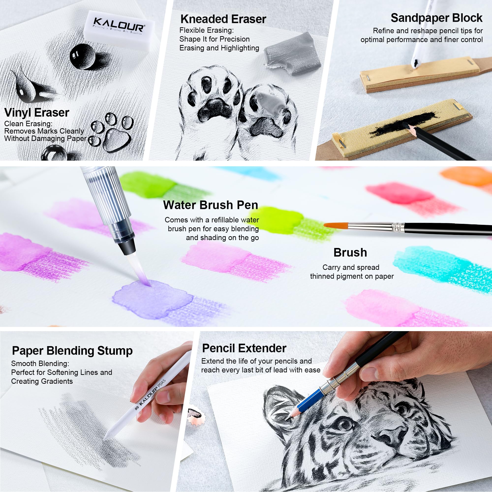 KALOUR Art Drawing Set - 206 Pieces for Beginners -8