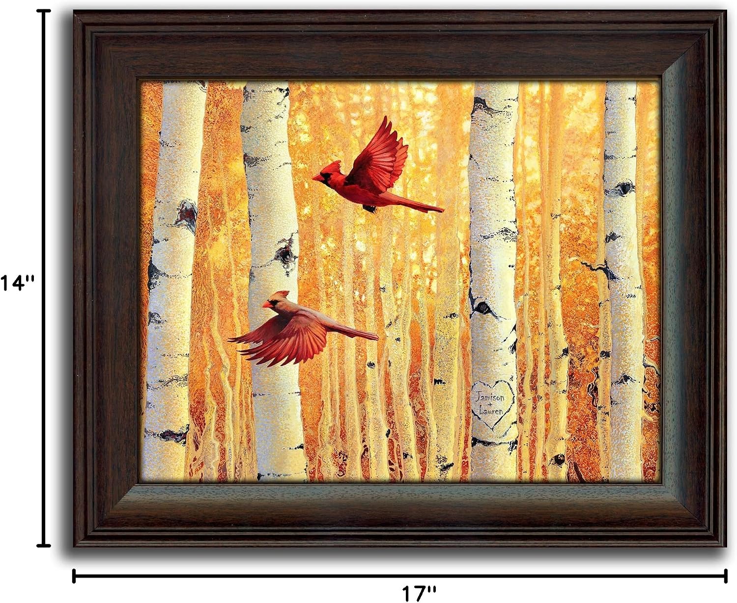 Personal-Prints | Personalized Romantic Wildlife Themed Art | Customized with Your Names |Unique Wedding, Anniversary, Valentine’s Day, or Romantic Gift (Cardinals)