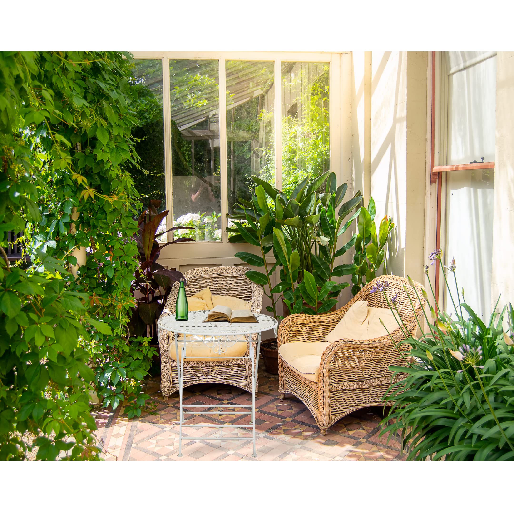 Biscottini Tavolo pieghevole da esterno 70x76 cm | Tavolino pieghevole da balcone e giardino in ferro battuto