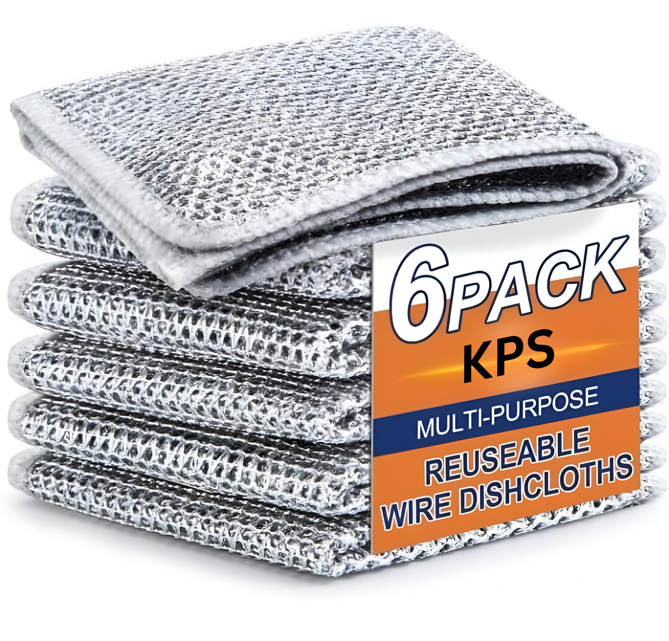 KPS (Pack of 6) Premium Microfiber Reusable Dishwashing Cloth - Eco-Friendly, Absorbent, Non-Scratch Kitchen Cleaning Cloth