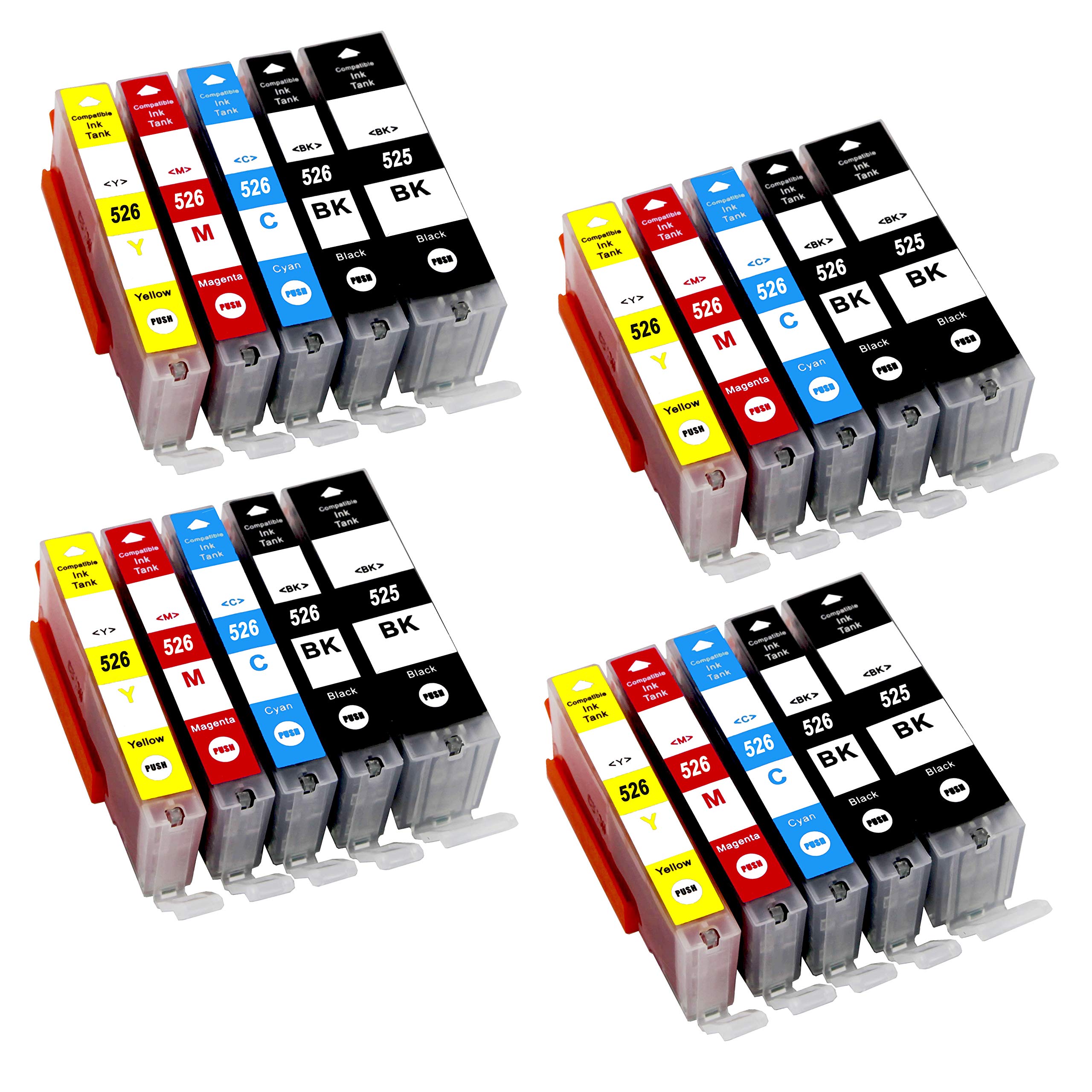 Bergsan 20 Cartucho de Tinta Compatible para Canon PGI-525 XL CLI-526 XL para Pixma IP4850 IP4950 IX6550 MG5150 MG5250 MG5350 MG6150 MG6250 MG8150 MG8250 MX710 MX885 MX895 IX6550 MG6100 MG6200
