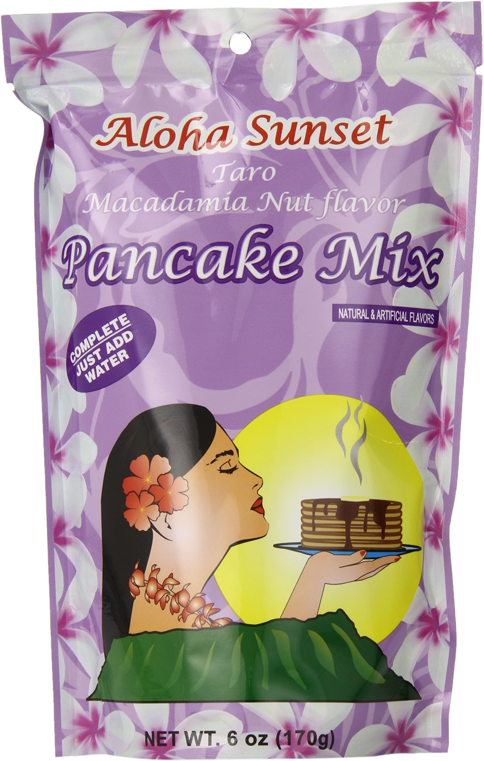Aloha Sunset Pancake Mix Macadamia Nut, Taro, 6 Ounce (Pack of 12)