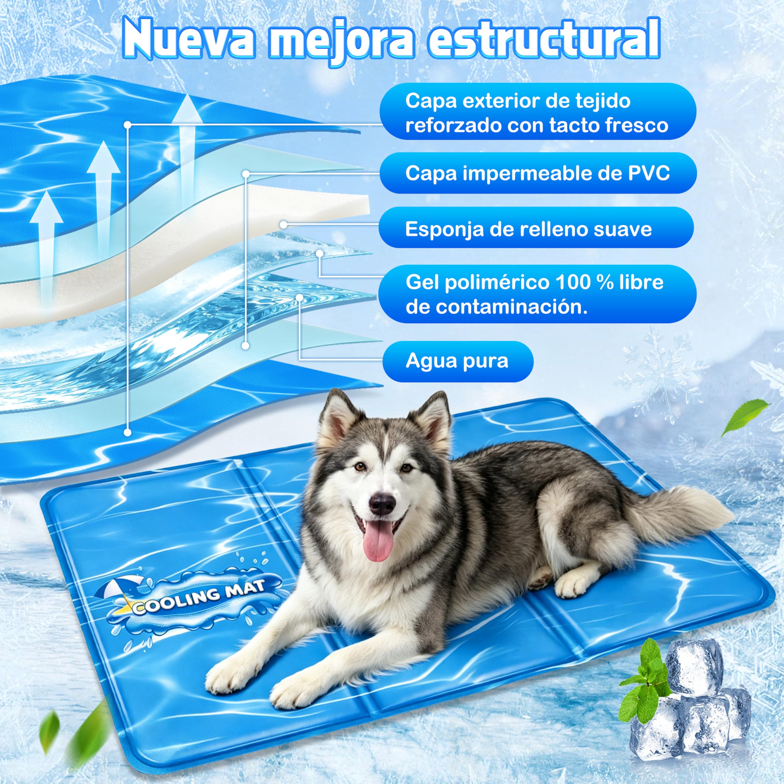 IEEILULU Alfombrilla Refrescante para Perros Gatos, Cama Refrescante Perro con Bolsa, Antidesgarros y Fácil Limpieza, Ideal para Mascotas en Verano Interior, Exterior y Coche (X-Large)