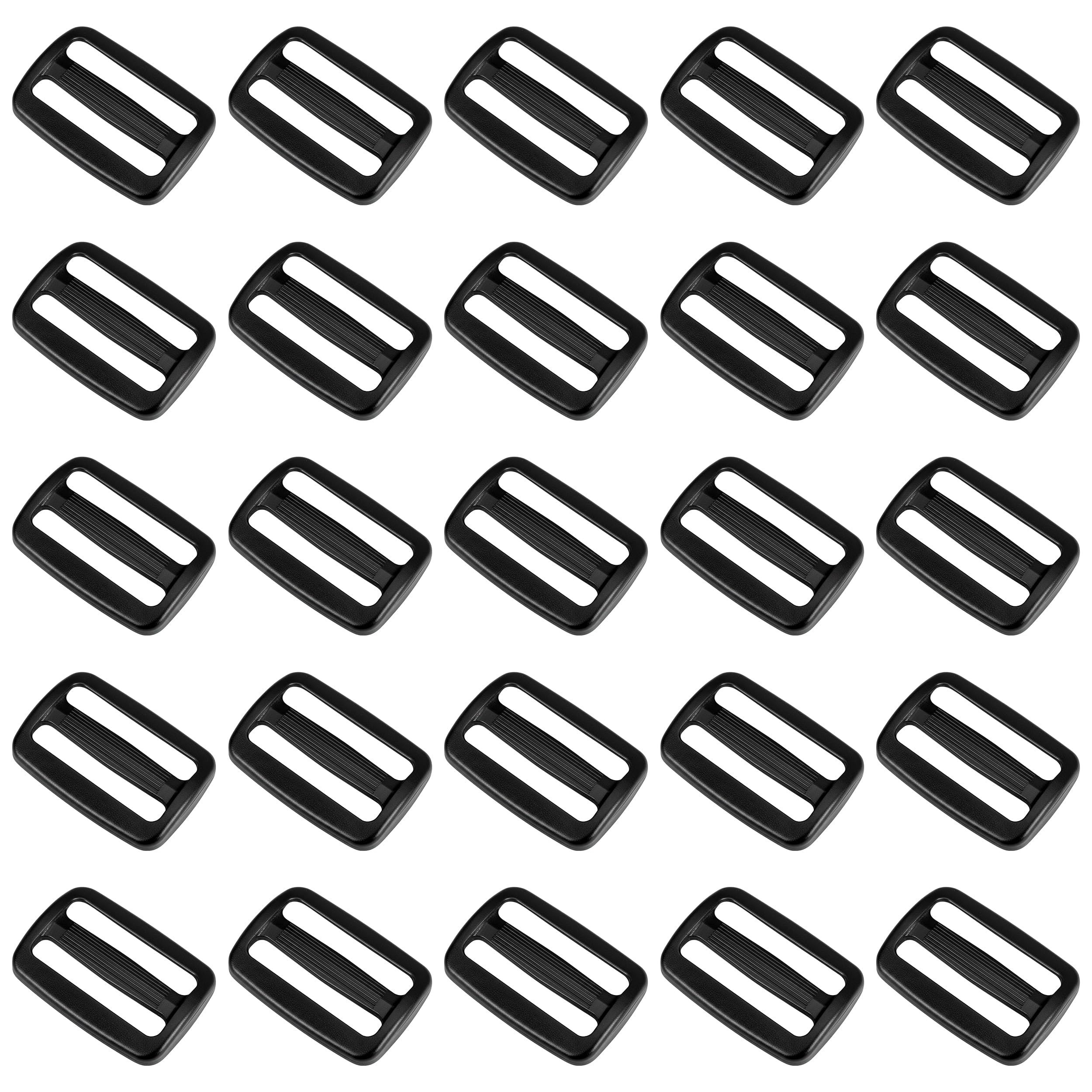 Strapworks Black Plastic Tri-Glide Slide – for Bag Straps, Rifle Slings, Dog Collars – 1.5 Inch, 25 Pack