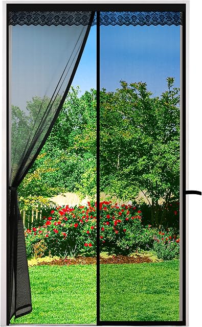 Cinkee Magnetic Fly Screen Door, Heavy-Duty Anti Mosquito Mesh No Gap with 38 Pieces of Powerful Magnets, Super Quiet, No Drilling, Washable Mesh, Keep Fresh Air in & Bugs Out, 120*220cm