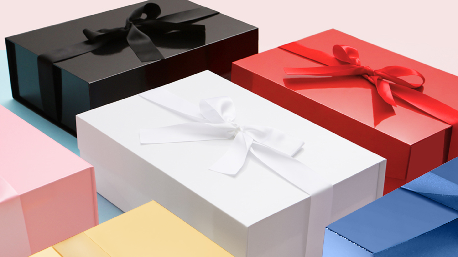HAPPY POTATO Large Easter Gift Box withLid and Ribbon 11.5x8.1x3.8 Inches, Groomsman Proposal Box, Magnetic Blue Gift Box for Presents (Glossy Blue)