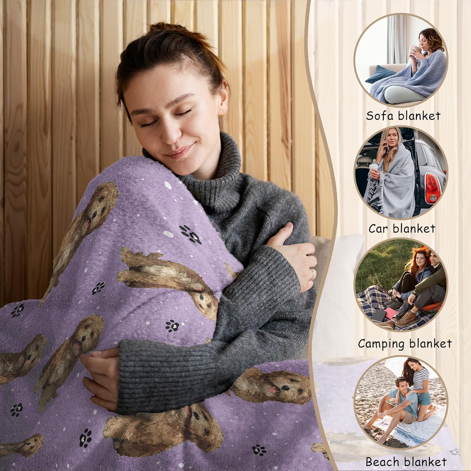 HIWX Goldendoodle Blanket, Goldendoodle Gifts for Women, Dog Mom Throw Blanket for Home Bedroom Living Room Couch Bed Decor, Dog Mom Owners Lovers Gifts for Women, Pet Lover Gift, 50x60 Inches