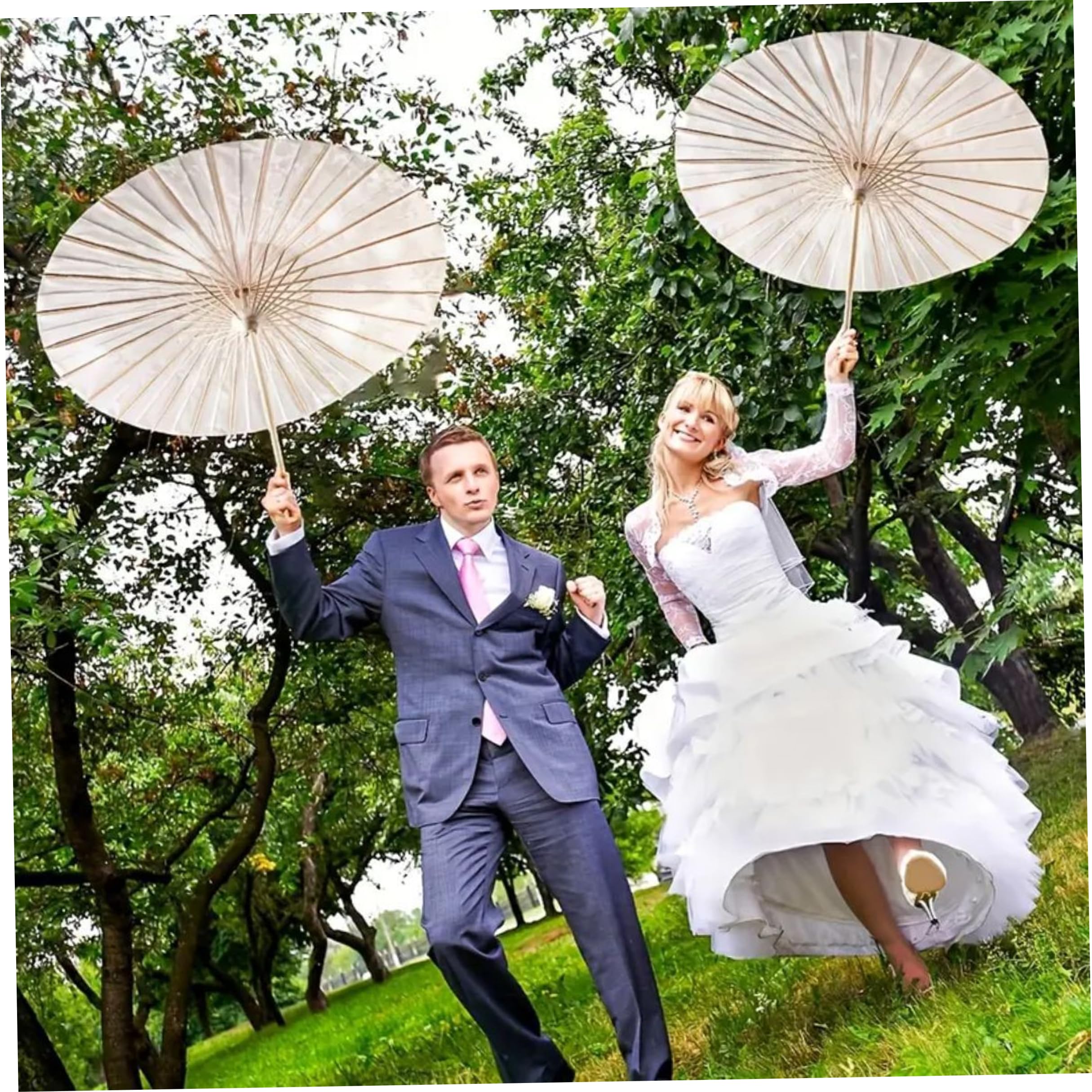 Parasol de papel 6 parasoles para invitados de boda sombrillas decorativas y parasoles para bodas color blanco diámetro 84 cm/33, 07 pulgadas.