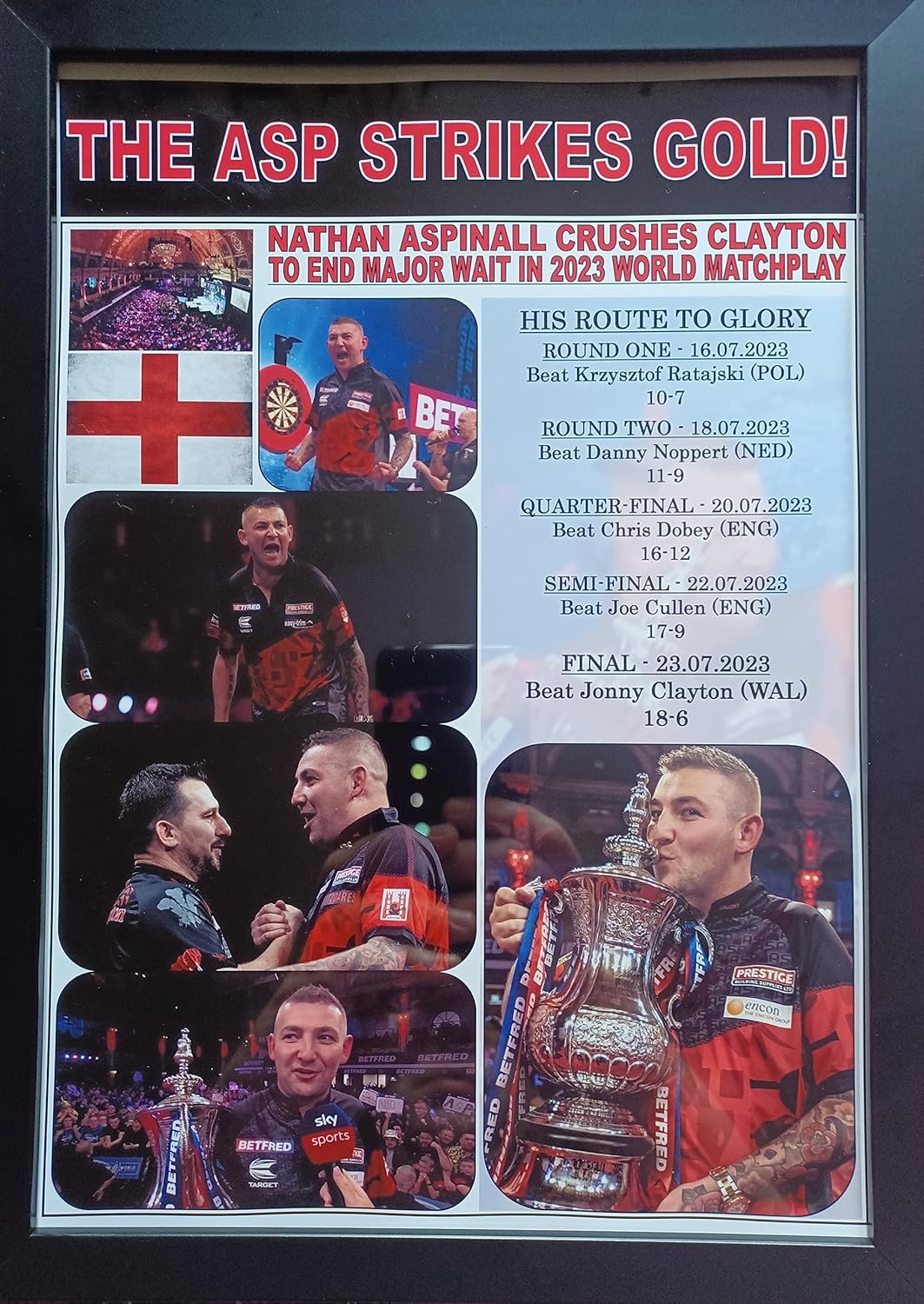 Nathan Aspinall 2023 World Matchplay Champion - framed print