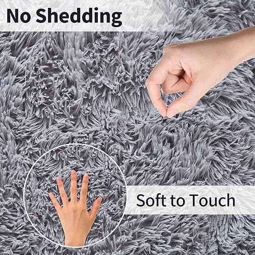 Miniatura 3 de Alfombra peluda para interiores, moderna, de felpa, esponjosa, antideslizante, súper suave y mullida, lavable para dormitorio, sala de estar,