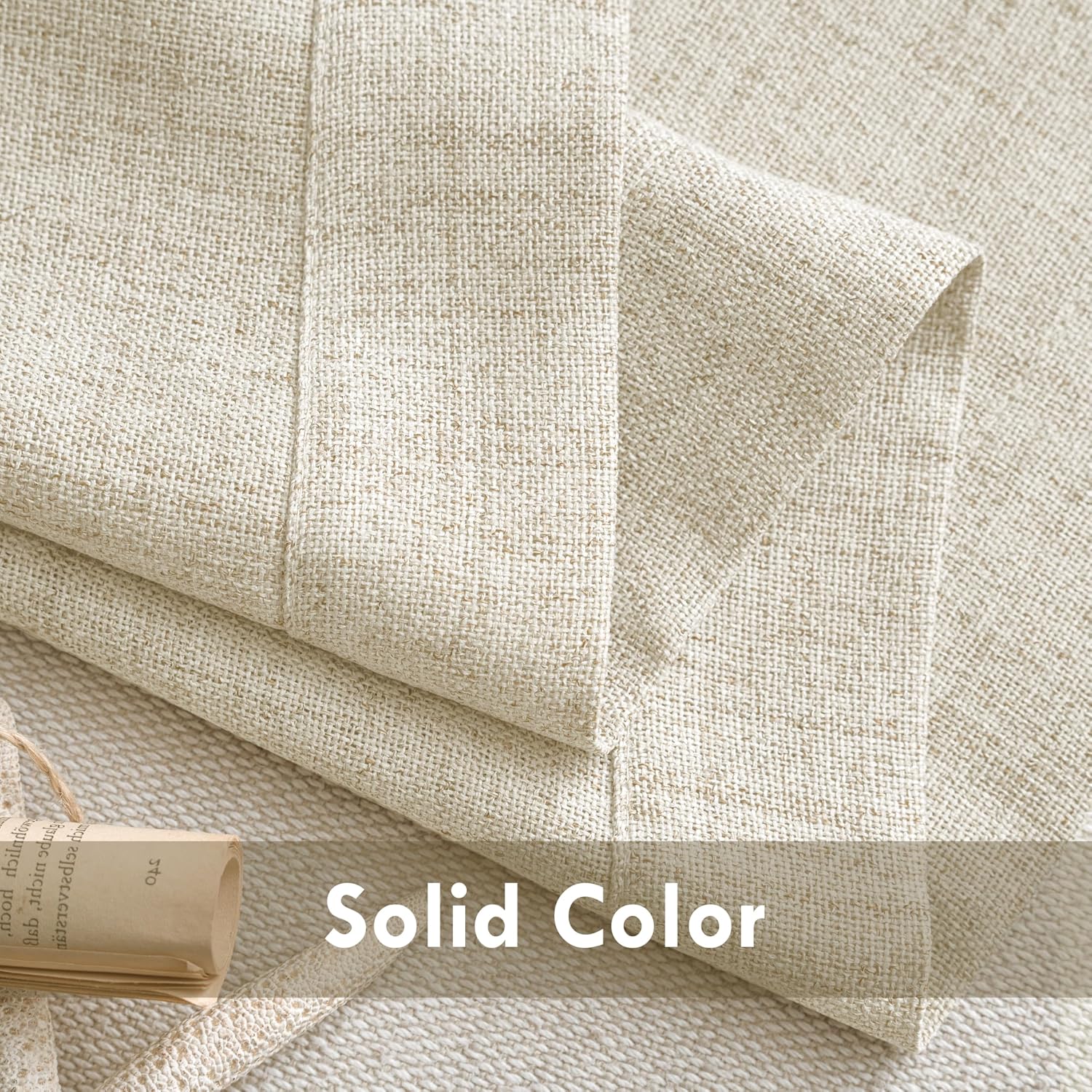 DriftAway Linen Textured Curtain Valances for Windows Light Filtering 3 Inch Rod Pocket Farmhouse Country Rustic Kitchen Valances for Bedroom Living Room Bathroom 14 inch Length Beige
