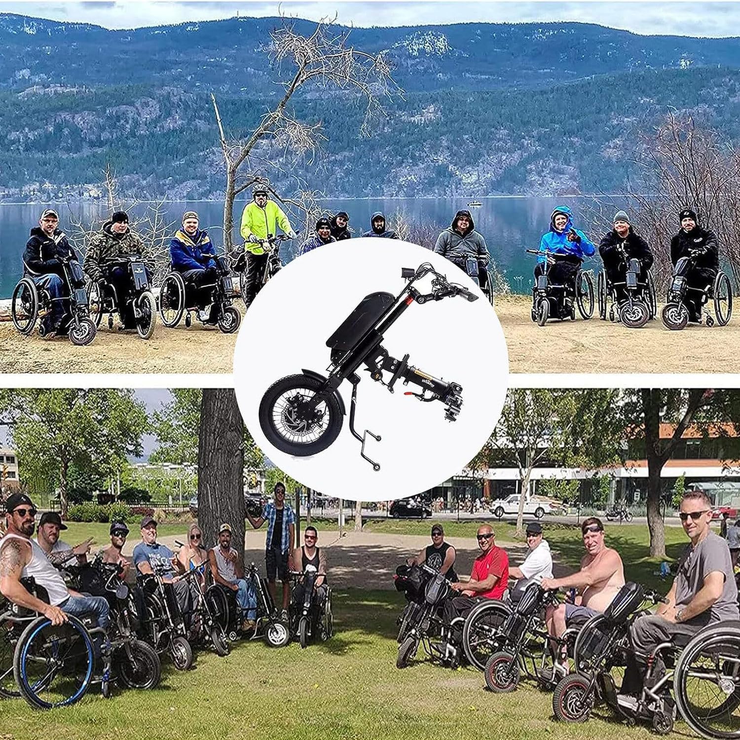 Elektryczny wózek inwalidzki o mocy 600 W, Handbike Handbike, 12-calowy wózek inwalidzki z przednim światłem, akumulator 36 V 20 Ah, zasięg przelotowy: 45 km, 3 prędkości, wyświetlacz LCD