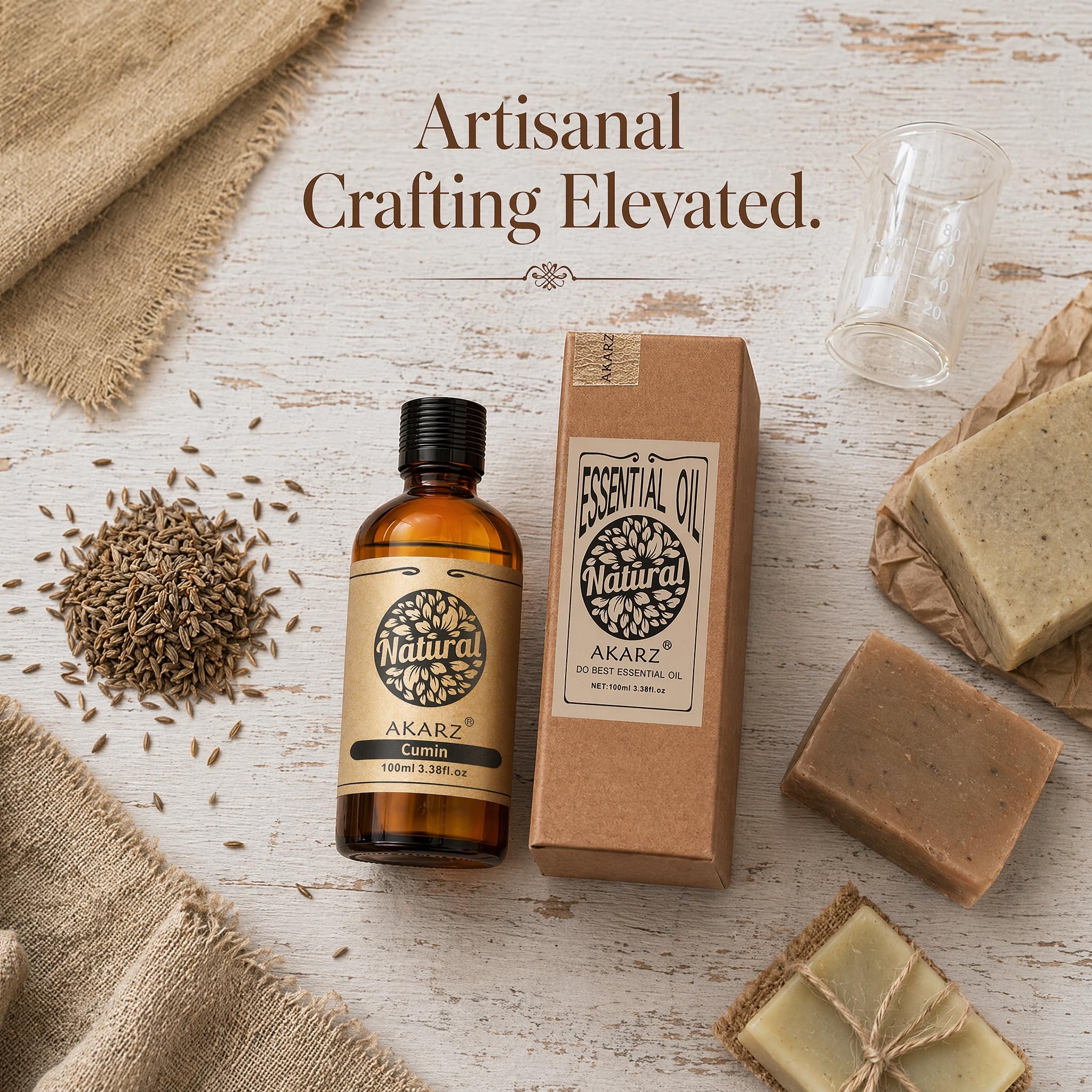 AKARZ 100ml Olejek esencjny z Kminek - Naturalny olejek aromatyczny do dyfuzorów, lamp aromatycznych i aromatów pomieszczeń