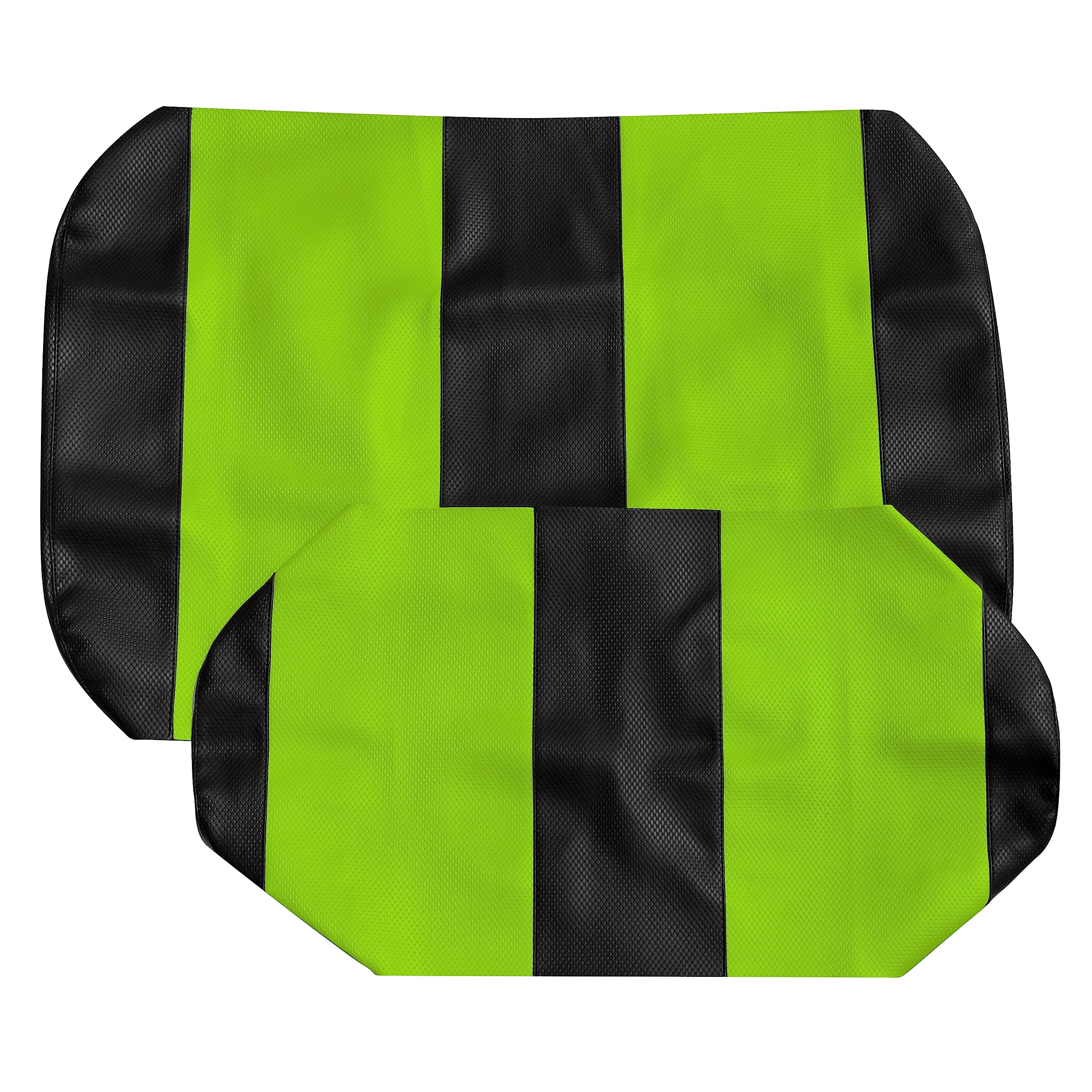 EZGO TXT Replacement Golf Cart Seat Cover Staple On Installation - 2 Piece - Premium Marine Vinyl - 5 Panel Stitching - Two-Tone (Black & Lime Green)