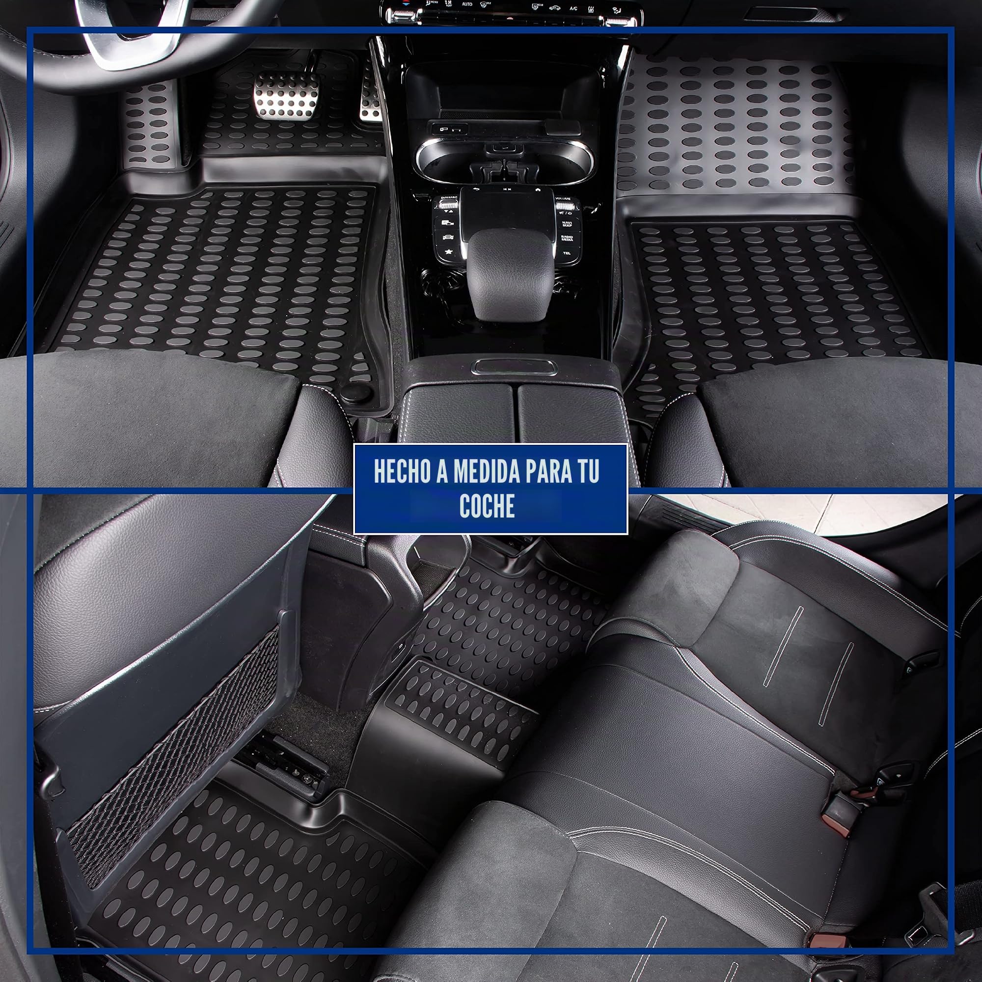 Elmasline - Juego de alfombrillas de goma de diseño 3D para Ford KUGA 3 (III) 2019-2025 | Alfombrillas de goma para coche con bordes extra altos | Accesorios para auto
