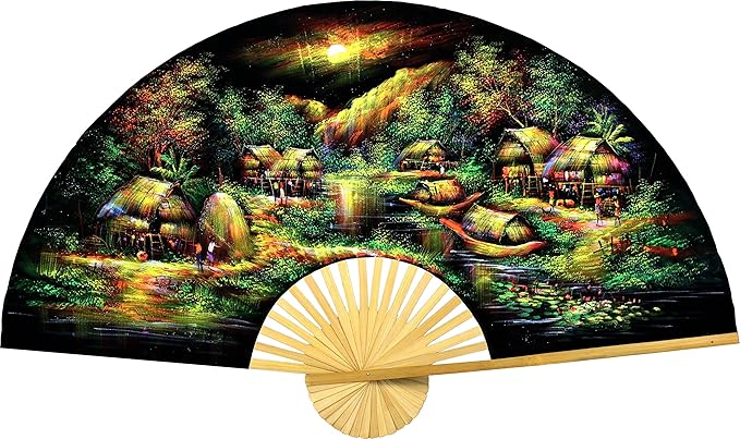 Velvet Folding Wall Fan Hand-painted Wall Decor Art