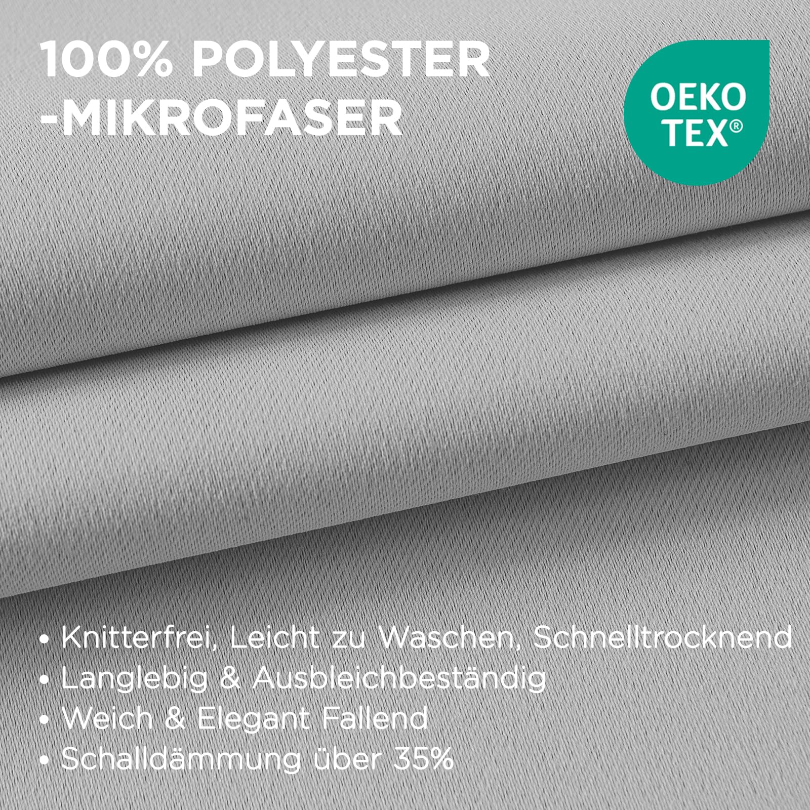 Joydeco Blickdichte Vorhänge mit Ösen Gardinen 2er Set – Bild 3
