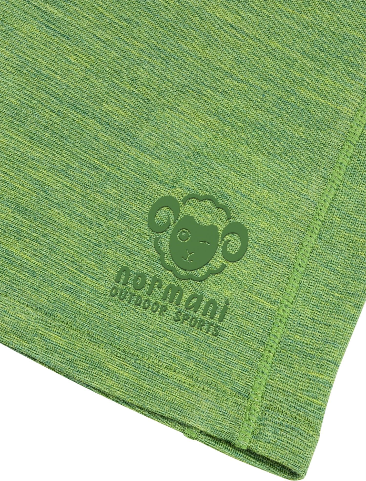 normani Kinder Merino Oberteil mit Zip Melange-Pullover Skipullover Troyer Sweatshirt mit Reißverschluss aus 100% Merinowolle für Junge und Mädchen