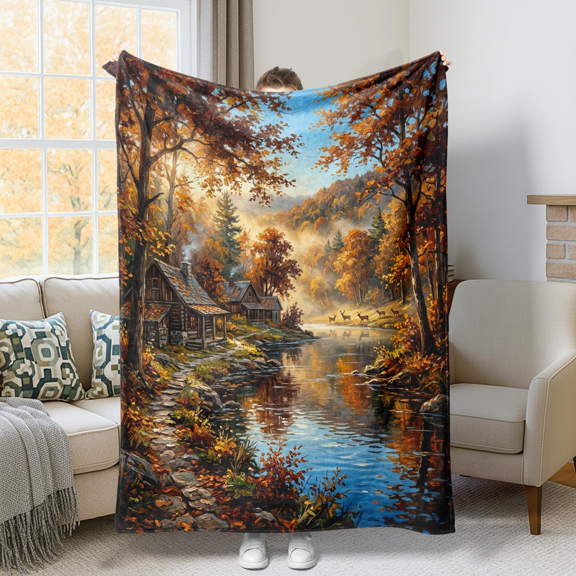 Couverture molleton orange 152x203 cm pour canapé lit et bureau en France