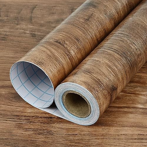 WENMER Papel adhesivo de madera marrón de 15.7 x 32.8 pies, papel tapiz de madera para despegar y pegar, papel de contacto de grano de madera, disponible en Yaxa Peru