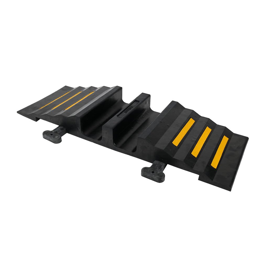 Dönges Gummischlauchbrücke, B, 2 x B, C oder D (Gummibrücke Überfahrhilfe Überfahrschutz Kabelbrücke Schlauchbrücke), aus schwarzem Vollgummi, seitliche Reflexstreifen