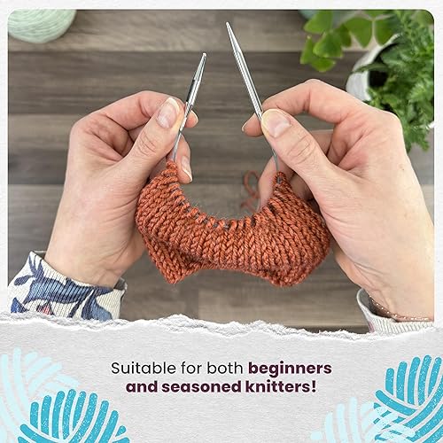 Miniatura 5 de skacel by addi - Agujas circulares para tejer EasyKnit Rocket Round Plated Brass con cordón de nylon, 10 pulgadas (25 cm), 5 mm (tamaño US 8)