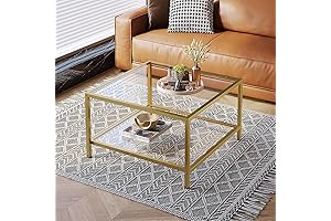 SAYGOER Glass Coffee Table with Glass Top Display Case