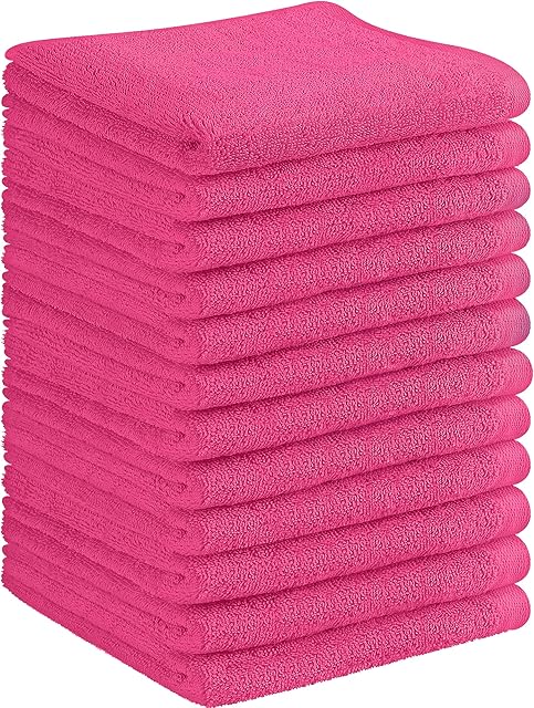 Westlane Linens 100% Cotton Face Cloths Pack of 12 Flannels & Washcloths Super Soft Hotel Quality (12, 30x30 Pink(Fushia))