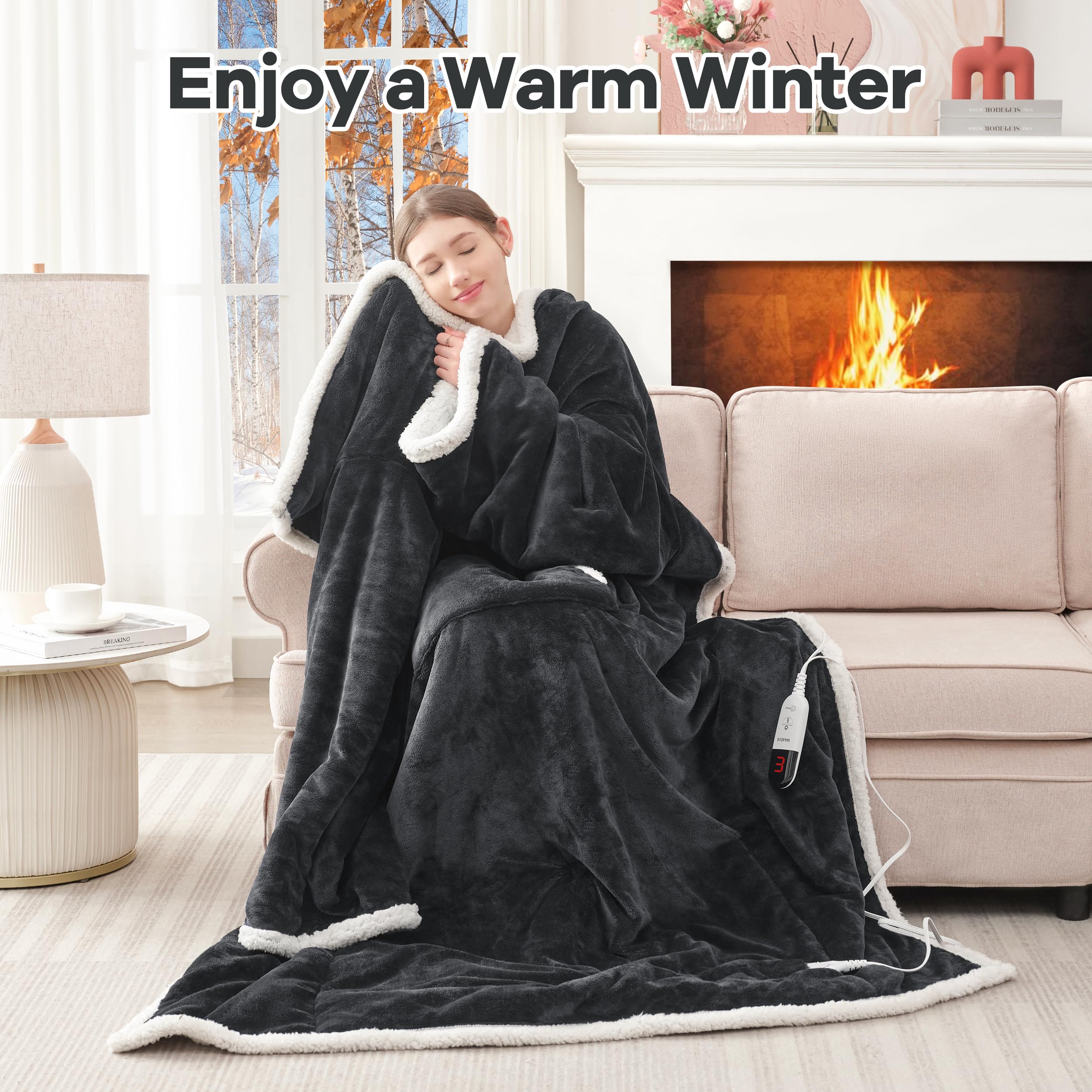 Heated Blanket Wearable Electric Blanket With Foot Pocket And - Main Image
