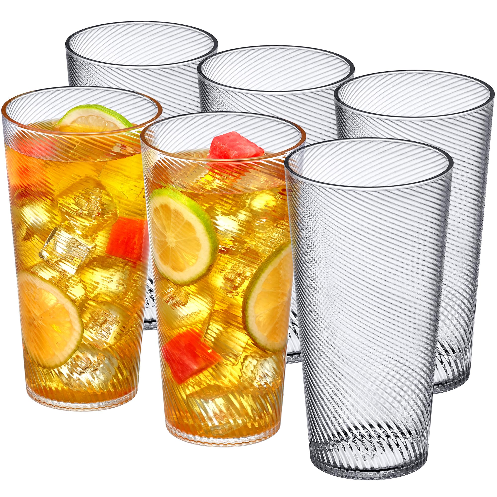 Amazing Abby - Breeze - 30-Ounce Plastic Tumblers (Set of 6), Drinking Glasses, All-Clear Reusable Cups, Stackable, BPA-Free, Shatter-Proof, Dishwasher-Safe