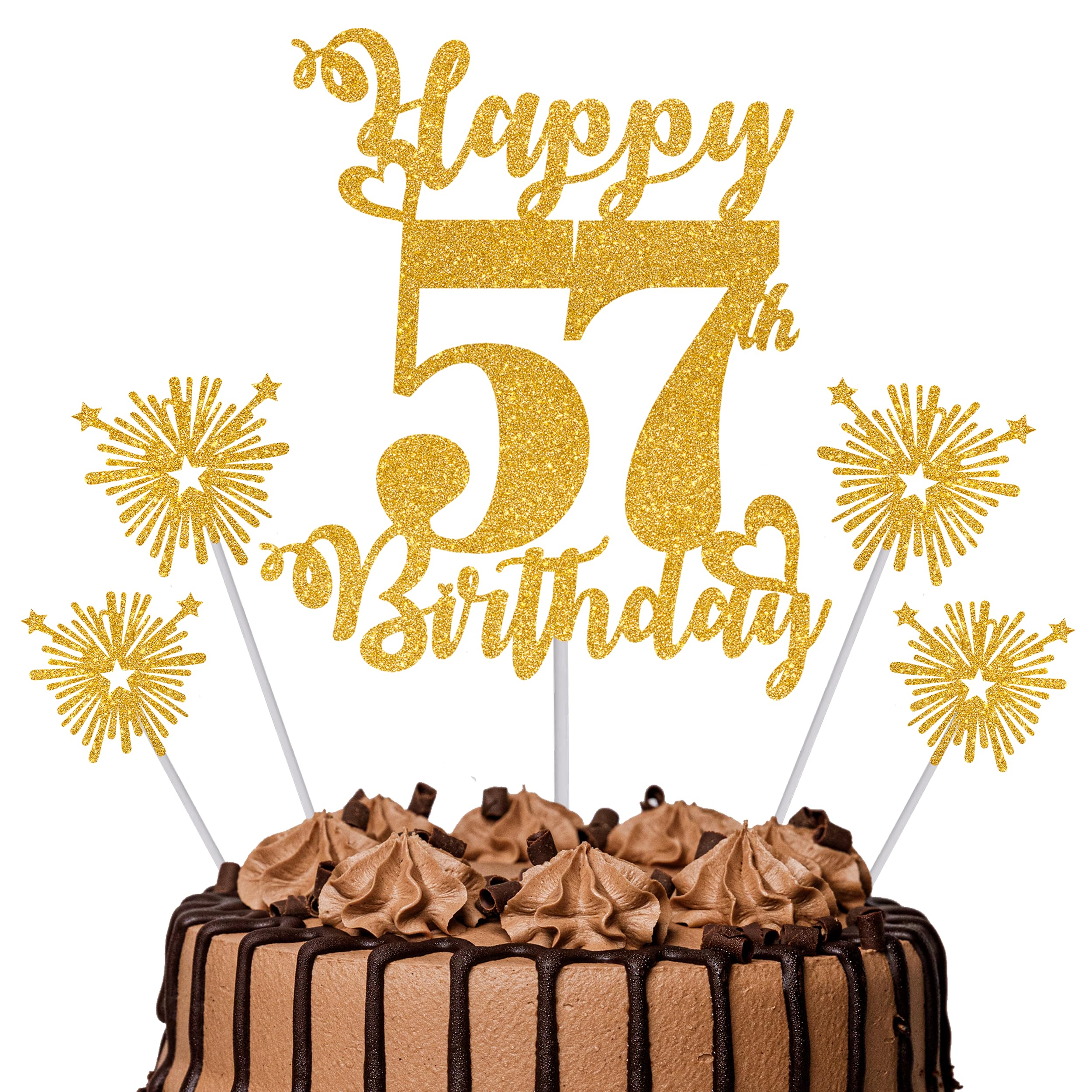 Gold Glitter 96th Birthday Cake Topper Set – 5 Piece Premium Glitter Birthday Decoration & Party Supplies for Men, Women & Kids – 96th Birthday — view 9