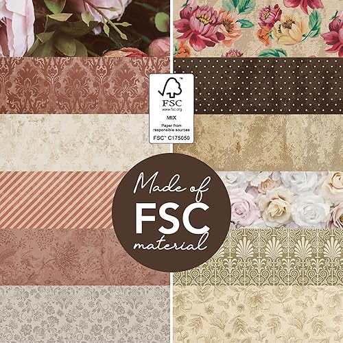 Miniatura 4 de Desecraft Vintage Flora - Paquete de bloc de papel de doble cara de 12 x 12 pulgadas, 36 hojas, para hacer tarjetas, planificador, decopage,