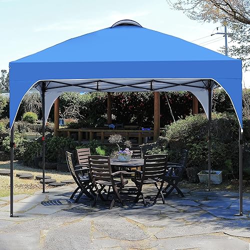 Miniatura 8 de Saemoza Toldo desplegable de 10 x 10 pies, kiosco fácil de instalar, toldo para exteriores con 3 alturas ajustables para playa, fiestas, campamento,