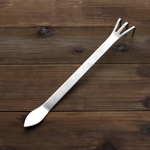 Miniatura 3 de Rastrillo de raíz de bonsái de acero inoxidable con espátula de hoja de 9.5 pulgadas 3 puntas de garra Herramienta de rastrillo de bonsái de jardín