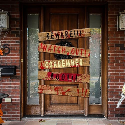 Miniatura 4 de 10 tableros de ventana embrujados de Halloween, letreros de advertencia para ventana, impermeables, para exteriores, decoración de fiesta de