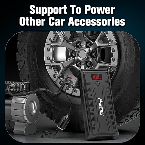 Miniatura 7 de Arrancador de batería portátil para automóvil, pico de 3000 A (hasta 10.0 L de gasolina o motor diésel de 8L) caja de salto portátil de 12 V con