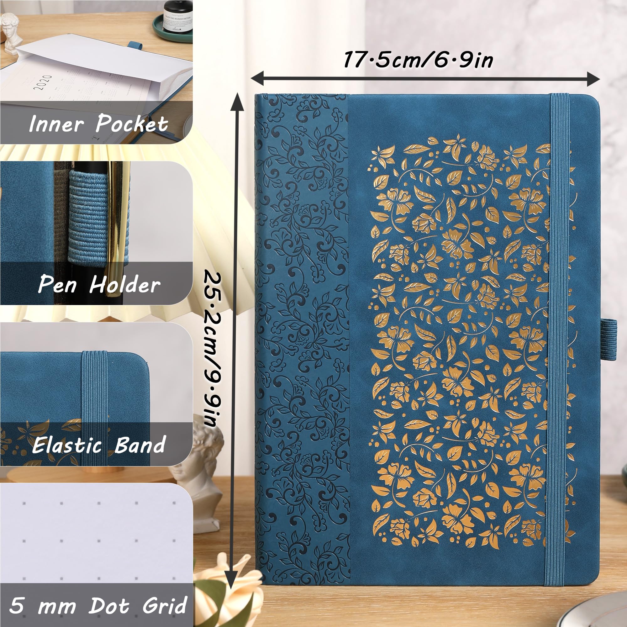 TIEFOSSI B5 Dot Journals for Women Men 160 GSM Thick Paper, 150 Numbered Pages, 5 * 5MM Dot Grid - Image 2