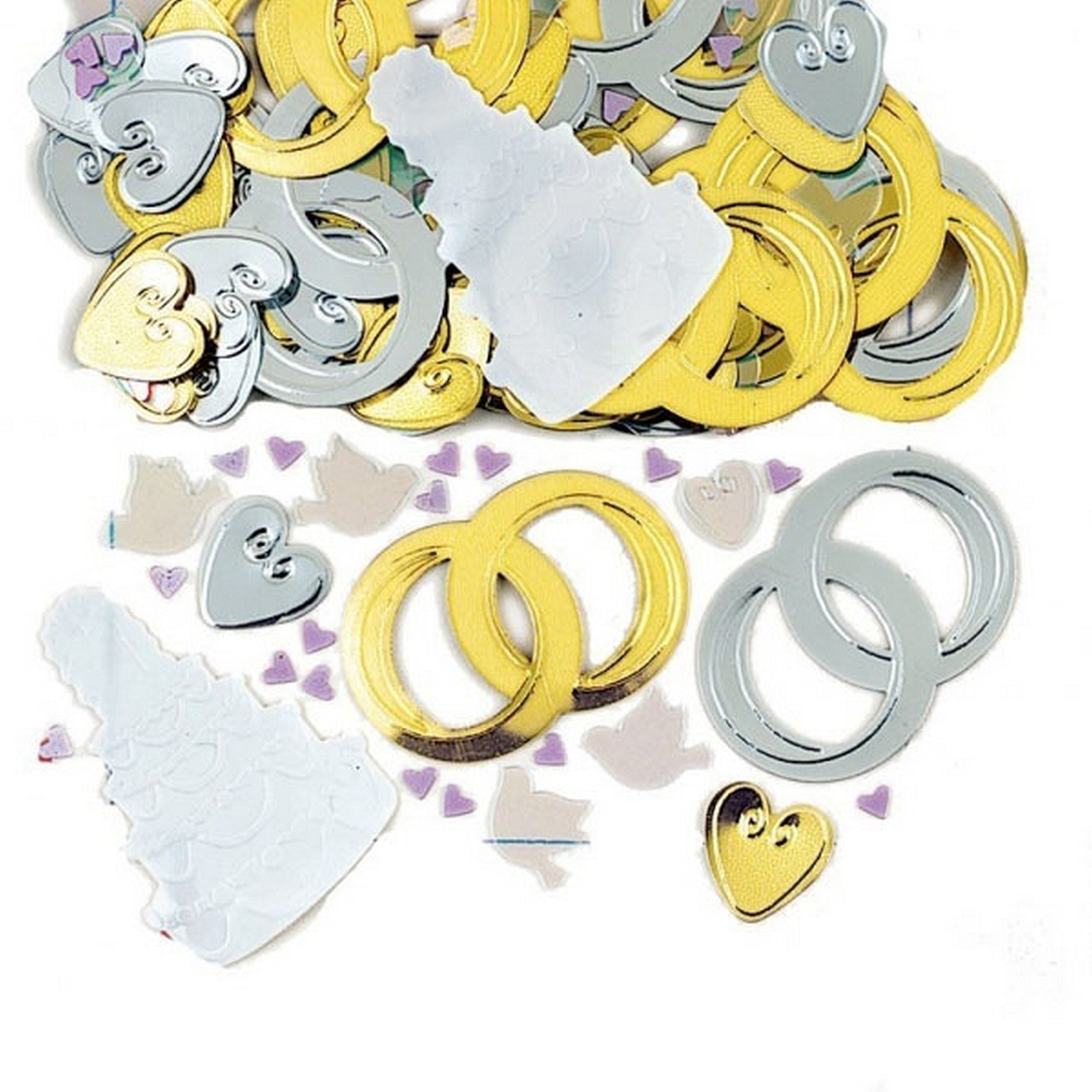 Amscan Gold/Silver Wedding Rings And Hearts Metallic Confetti - 14G - 1 Pack