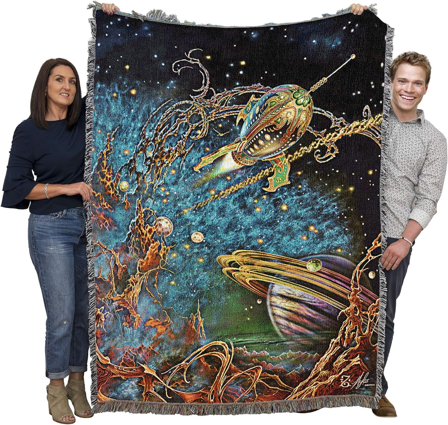 Pure Country Weavers The Archway Space Planet Blanket by Myles Pinkney - Gift Fantasy Tapestry Throw Woven from Cotton - Made in The USA (72x54)