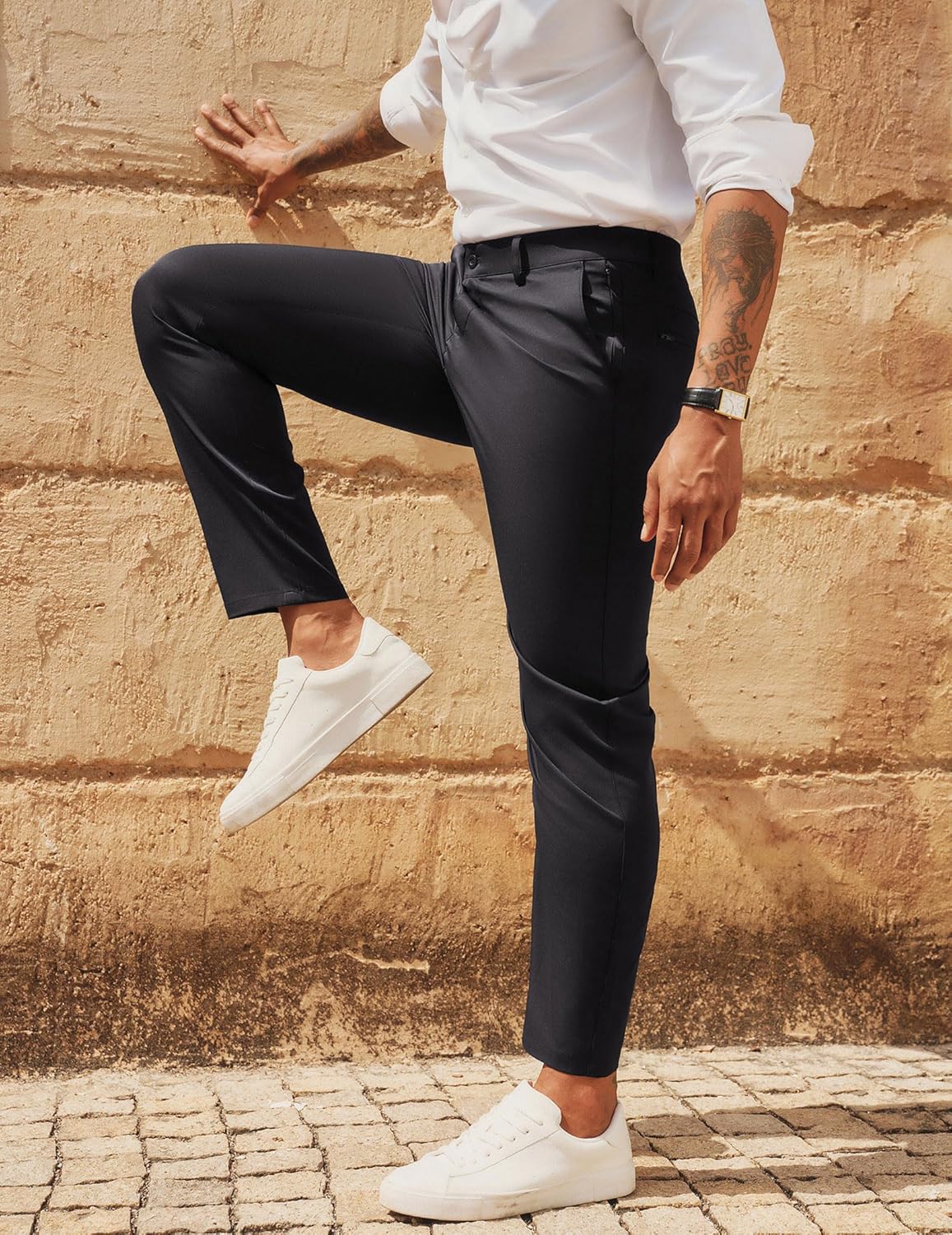 PJ PAUL JONES Mens Golf Pants Stretch Work Dress Pant Casual Classic Fit Lightweight Slacks Trousers with 5 Pockets - Image 2