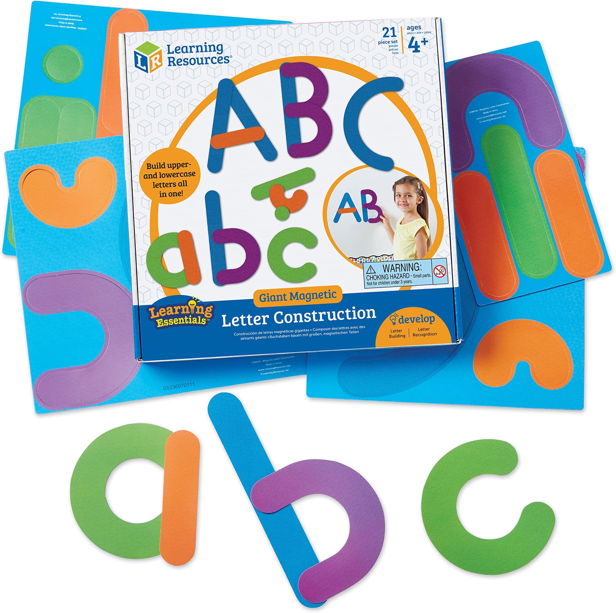 Learning Resources Giant Magnetic Letter Construction, Classroom Accessories, Fine Motor Toy, 21 Pieces, Ages 4+