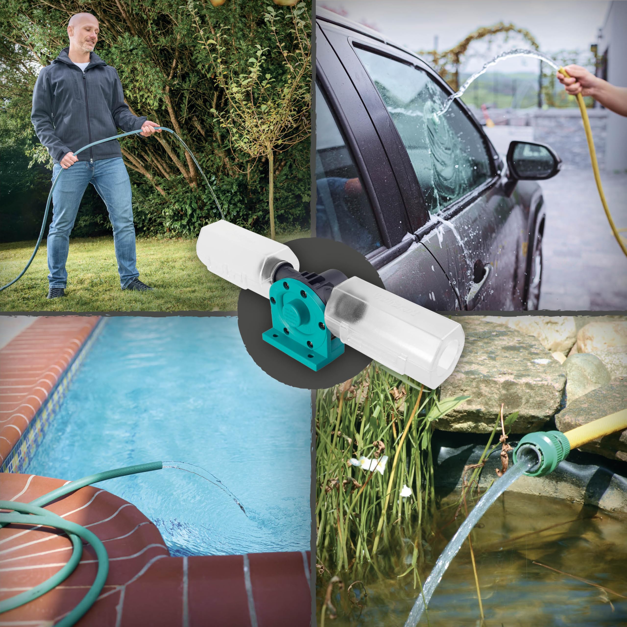 wolfcraft Pompe à Eau pour Perceuse PRO 3000 l/h - Auto-Aspirante | Mini pompe pour transfert d'eau non potable, corps plastique renforcé, débit max 3000 l/h, refoulement 30 m. 4541000