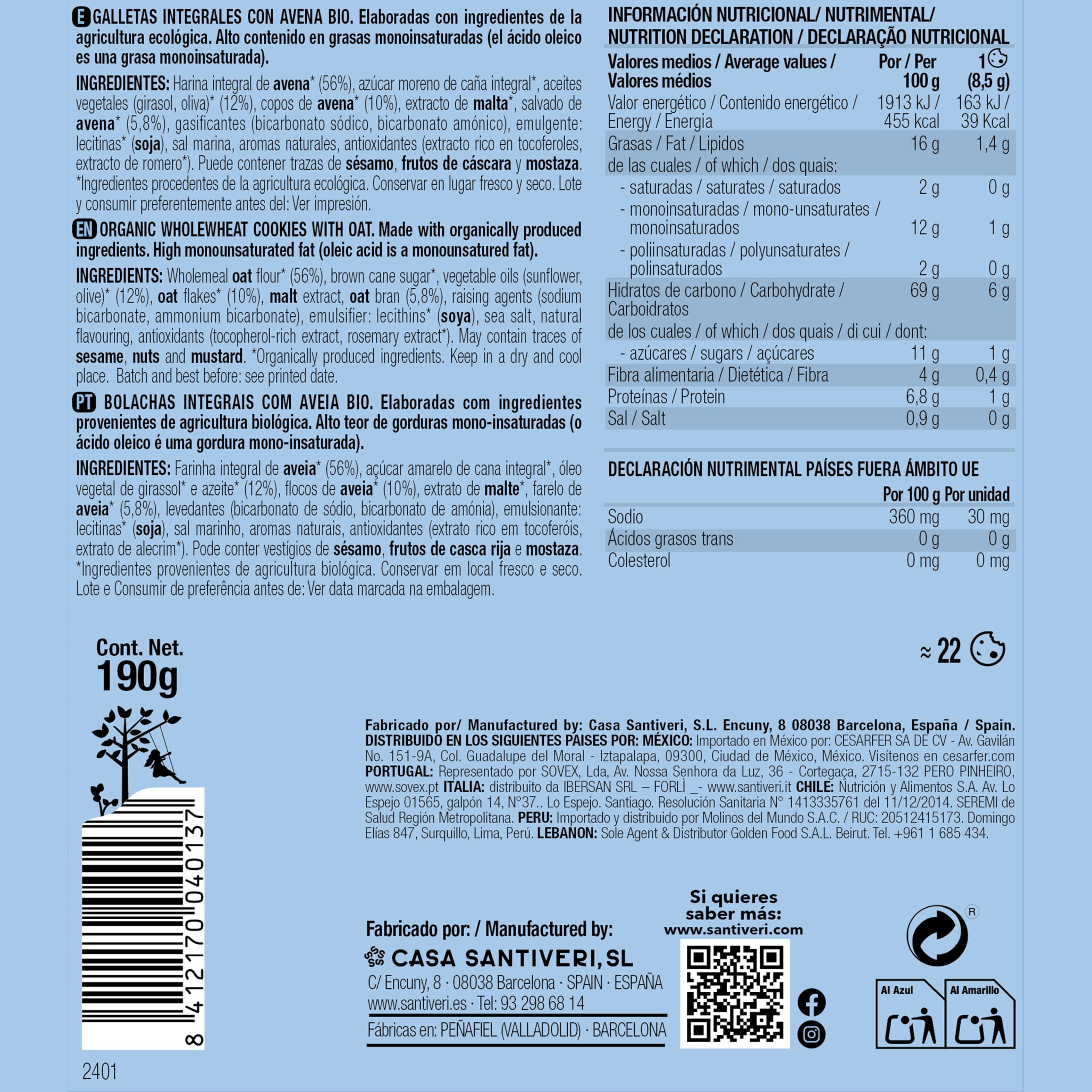 SANTIVERI Galletas de Espelta BIO Veganas 190g