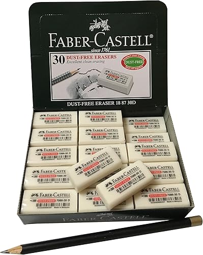 Faber-Castell Excelente borrador de lápiz blanco extrasuave, libre de polvo, paquete a granel, adecuado para dibujo, arte, oficina y uso escolar