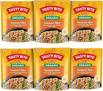 Tasty Bite Organic Tandoori Rice, 8.8 Ounce, Pack of 6, Ready to Eat, Microwavable, Vegan, Gluten-Free