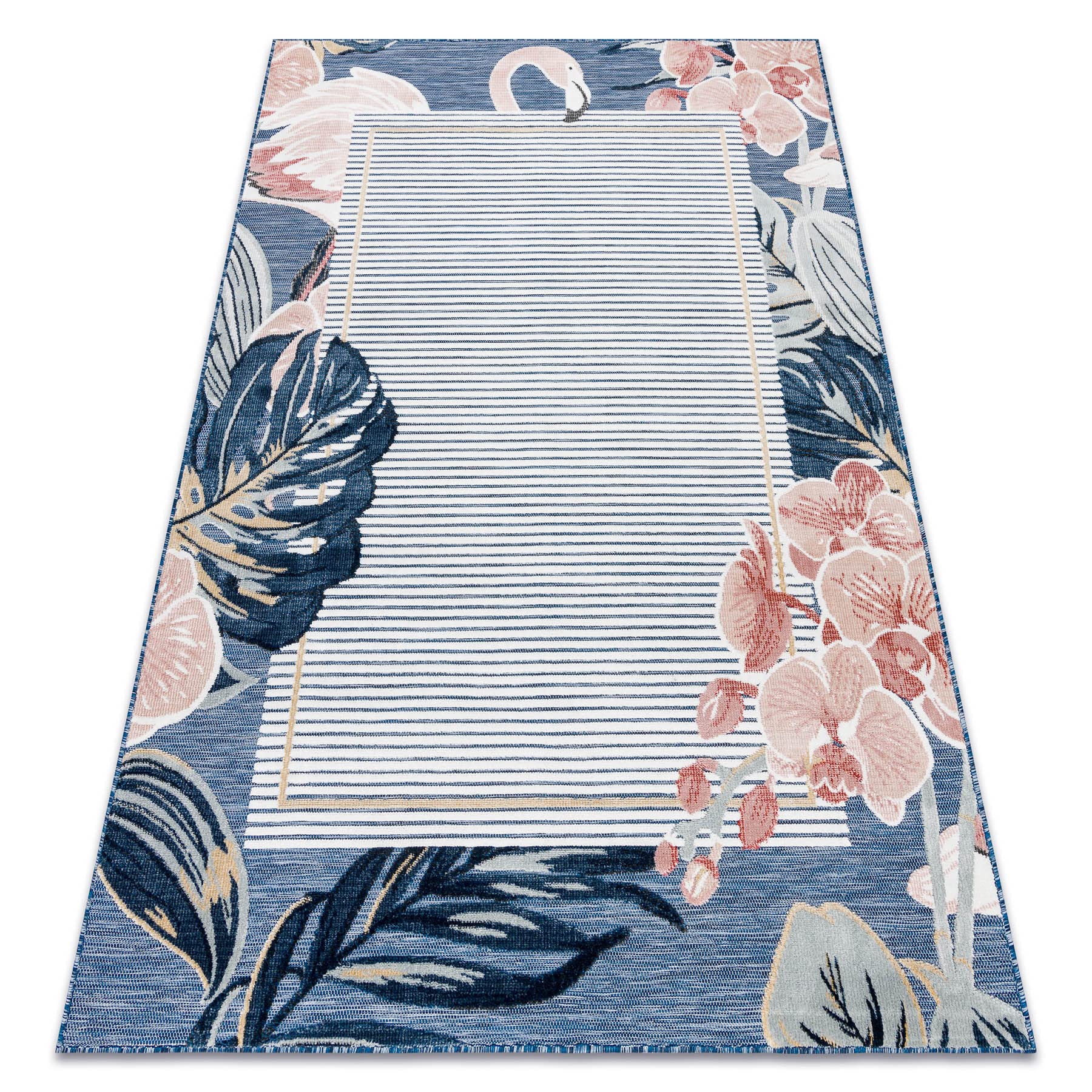 Tapis chambre et extérieur bleu foncé 117x170 cm Botanic Flamant