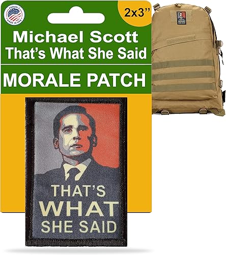 That's What She Said Michael Scott The Office Morale Parche divertido táctico militar de 2 x 3 pulgadas con gancho y bucle