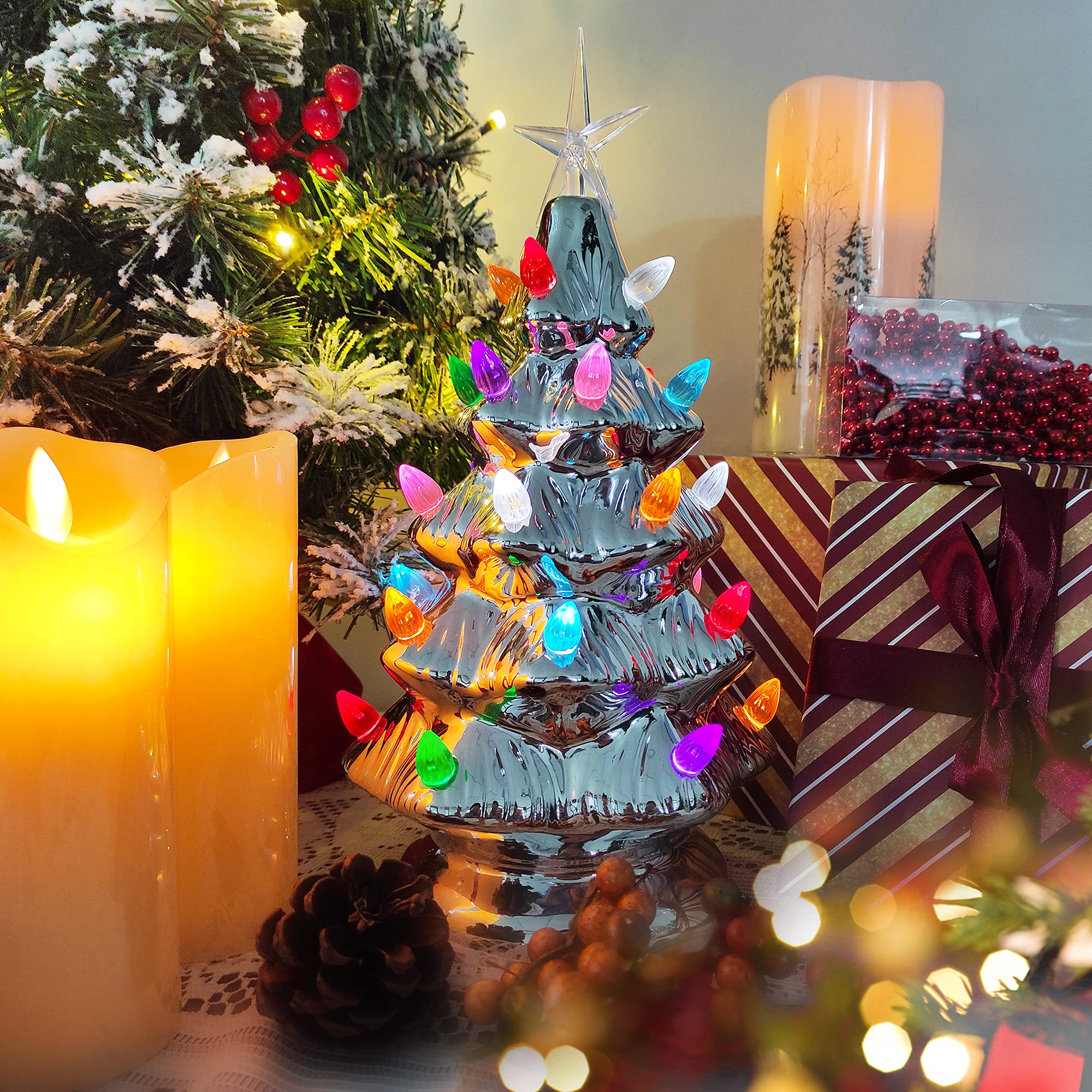 Amazon.co.jp: Sunnyglade 11インチ セラミッククリスマスツリー卓上