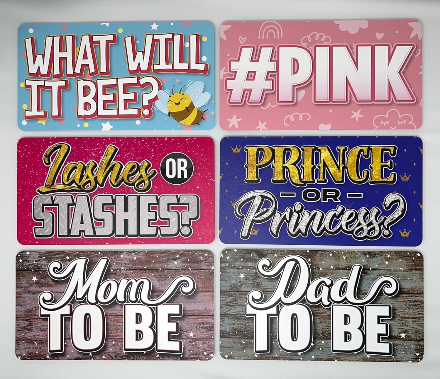 KING PROPS Gender Reveal Prop Set - Unique-Shaped Gender Party Photo Props Booth Supplies Set for He or She Baby Birthday Party Multicolor Decoration and Memorable 6 Count Props