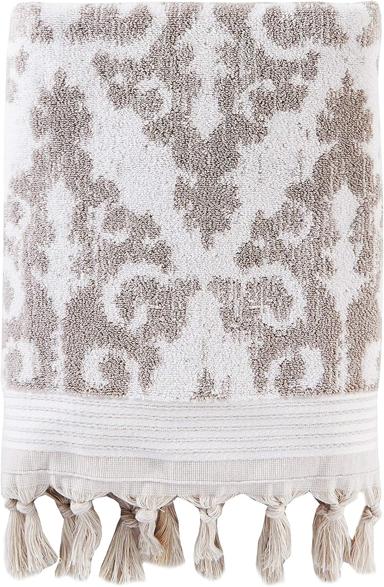 SKL Home Mirage Fringe Toalla de baño 100% algodón turco, color topo 54.00" x 28.00"